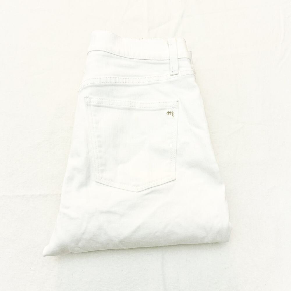 Madewell 9” High Riser Skinny Skinny White Denim Jeans Raw Hem Zip Fly Size 27